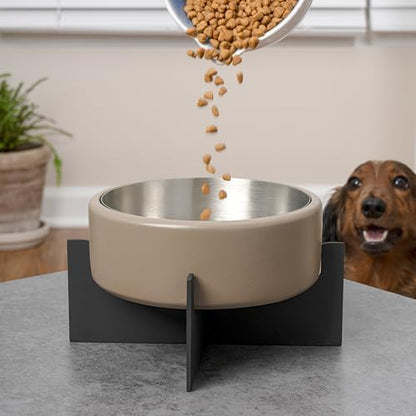Ripple Ridge 16oz (2 Cups) Small/Medium Slanted Pet Feeder with Weighted Concrete Base and Removable Stainless Steel Bowl, Non-Slip Dishwasher Safe for Dogs, Cats, Pink DBL3001A - Image 2