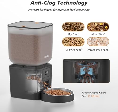 Automatic Dog Feeder - 8L/34 Cups Large Capacity Automatic Cat Food Dispenser with LCD Screen, Large Food Tray, Battery Operated, Timed Cat Feeder, Up to 50 Portions 6 Meals Per Day, Keeps Fresh - Image 4