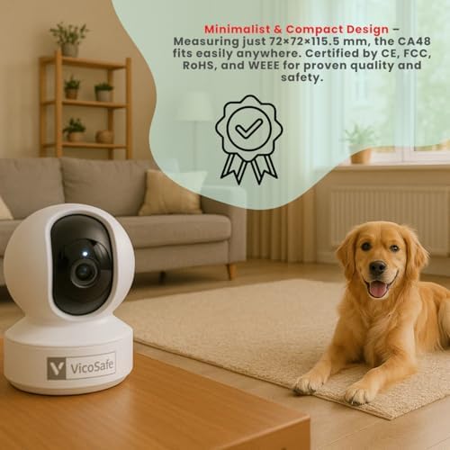 VicoHome CA48 Indoor Security Camera – 3K WiFi Pet & Baby Monitor, 360° Pan/Tilt, Night Vision, Motion Detection, Two-Way Audio, Works with VicoHome App - Image 7