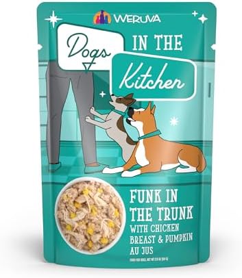 Weruva Dogs in The Kitchen, Funk in The Trunk with Chicken Breast & Pumpkin Au Jus Dog Food, 2.8Oz Pouch (Pack of 12) by Weruva