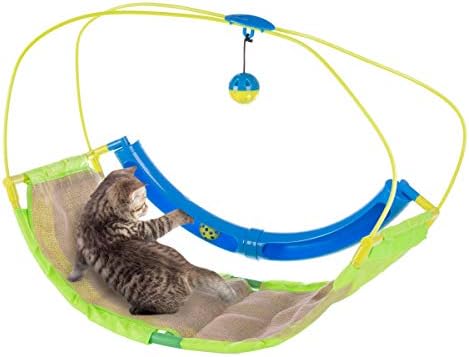 PETMAKER Interactive Cat Toy Rocking Activity Mat- Swing Playing Station with Sisal Scratching Area, Hanging Toy, Rolling Ball for Cats and Kittens by PETMAKER