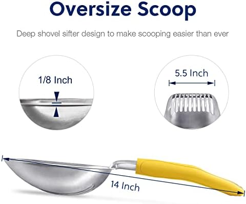 WePet Cat Litter Scoop, Aluminum Alloy Sifter, Kitty Metal Scooper, Deep Shovel, Long Handle, Poop Sifting, Kitten Pooper Lifter, Durable, Heavy Duty, for Litter Box - Image 3