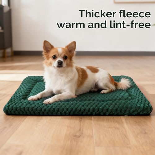 Dog Bed Crate Mat, Soft Durable Washable Anti-Slip Kennel Pad for Dogs & Cats, Reversible (Dark Green, L(35"*23"*1.5")) - Image 6