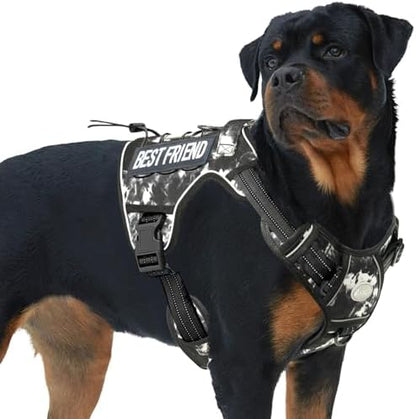 AUROTH Tactical Dog Harness for Small Medium Large Dogs No Pull Adjustable Pet Harness Reflective K9 Working Training Easy Control Pet Vest Military Service Dog Harnesses (XL, Black Ink) by AurothPets