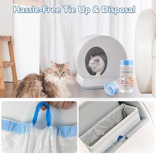120 Count Self-Cleaning Cat Litter Box Liners Compatible With MW-SC01/SC02/SC09/LR01/LR02, Drawstring Heavy Duty Kitty Waste Bags Disposable Receptacles Bags Trash Bag -18" x 12.6" - Image 6