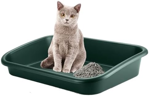 Extra Large Litter Box with High Sides 23.23" Lx16.54 Wx4.33 H, ABS Low Entry Senior Litter Pen Jumbo Pet Safe Litter Boxes Tray for Kittens to Senior Cat, Elderly and Fat Cat (Green) by Unknown