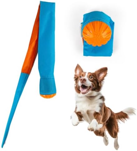 ALL FOR PAWS Fetch Dog Ball Toy with Tail, Interactive Throw & Catch Toy for Medium & Large Dogs, Rubber Ball with Squeaker for Exercise & Boredom Relief by Home