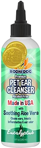 Bodhi Dog Ear Cleaner Solution for Dogs & Cats - Aloe Vera Ear Cleaning Treatment - Gentle, Alcohol-Free Cleanser - Reduces Wax, Odor, & Itching - Safe for Sensitive Skin (8 Fl Oz) by BodhiDog