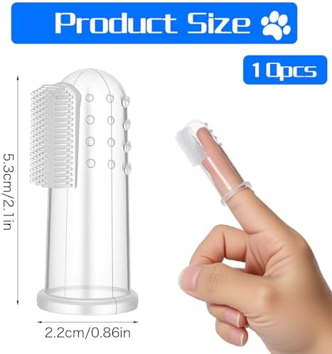 10 Pieces Dog Finger Tooth Brushing Kit, Finger Toothbrush for Cat Dogs Puppy Kitten Fingers Toothbrushs with Silicone Bristles Cat Teeth Cleaning Brush Pet Dental Care & Teeth Cleaning for All Pets - Image 2