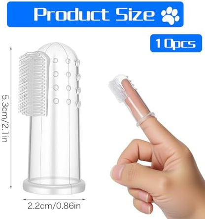 10 Pieces Dog Finger Tooth Brushing Kit, Finger Toothbrush for Cat Dogs Puppy Kitten Fingers Toothbrushs with Silicone Bristles Cat Teeth Cleaning Brush Pet Dental Care & Teeth Cleaning for All Pets - Image 2