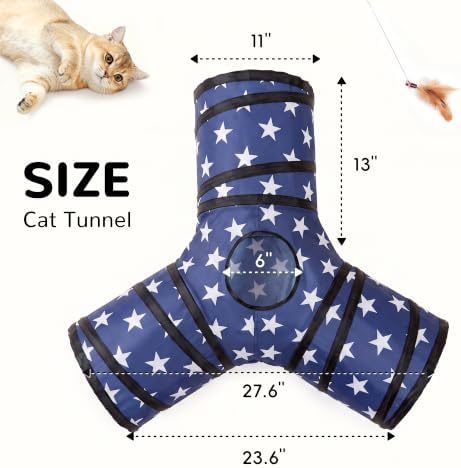 Tempcore Cat Tunnel, 3-Way Collapsible Toy for Indoor Cats, Pentagram - Image 2