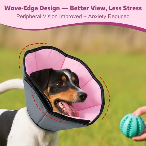 Soft Dog Cone Collar After Surgery: Long Alternative Comfortable Comfy Fabric Recovery Shame Elizabethan Stop Licking Small Medium Large Dogs (Pink, M) - Image 6