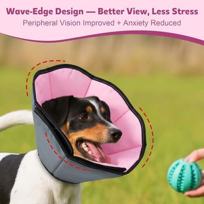 Soft Dog Cone Collar After Surgery: Long Alternative Comfortable Comfy Fabric Recovery Shame Elizabethan Stop Licking Small Medium Large Dogs (Pink, M) - Image 6