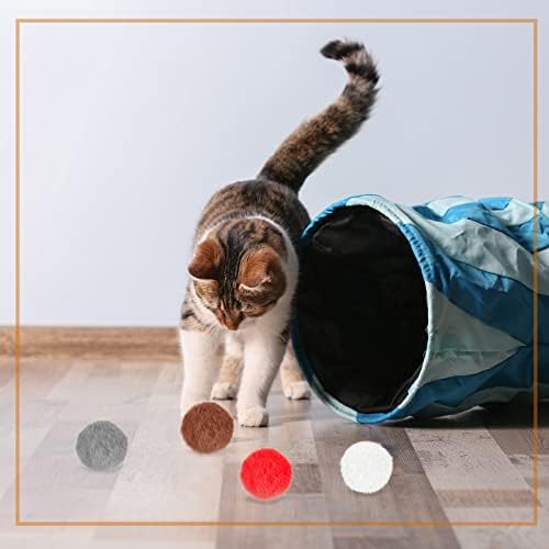 LEIFIDE 12 Pcs Real Rabbit Fur Ball Poms Cat Toys, Bright Color - Image 6