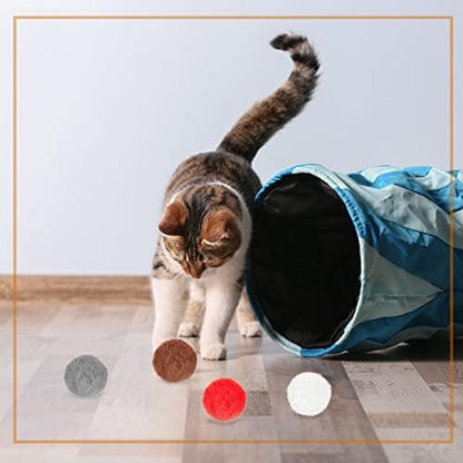 LEIFIDE 12 Pcs Real Rabbit Fur Ball Poms Cat Toys, Bright Color - Image 6