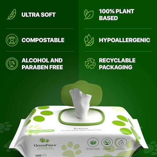 Premium Unscented Dog Wipes for Paws and Butt 100 Count - Compostable, Plant Based Dogs and Cat Wipes, Strong Grooming Pet Wipes for Dogs and Cats - Use on Body, Bum, Ear & Paws (Pack of 1) - Image 4