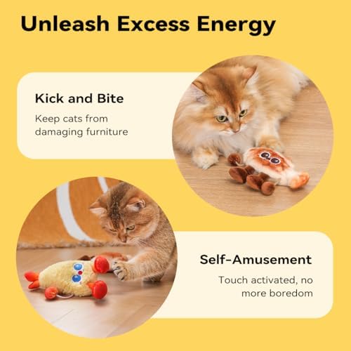 Petgravity Jumpy Shrimp Taiyaki Electric Cat Toy, 2 Pack, Tap-Activated 3 Moving Modes Interactive Cat Toys, Exercise Toy for Indoor Cats Kitten with Catnip, Rechargeable - Image 6
