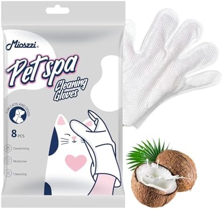 MIOSSZI Pet Gloves Wipes for Dogs & Cats, No-Rinse Grooming, Unscented by Mioszzi