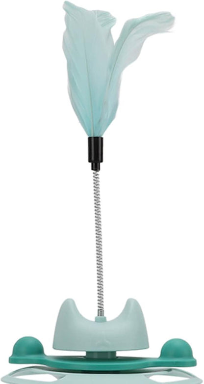 Cat Turntable Ball Toy, 4 Level Interactive Kitten Track Roller Exercise Toy with Feather Stick, Cats Toys Tower Cat Puzzle Toy Suitable for Interactive Kittens Chase Exercise