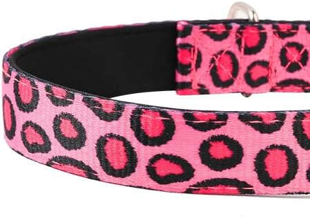Reflective Dog Collar, Adjustable Neoprene Padded,Leopard Pink,L - Image 5