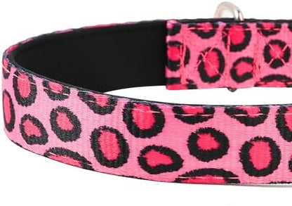 Reflective Dog Collar, Adjustable Neoprene Padded,Leopard Pink,L - Image 5