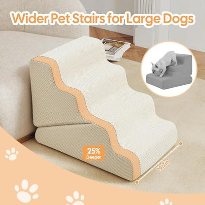 Dog Ramp for Bed, Extra Wide 20" Width Dog Stairs for High Bed - Image 4