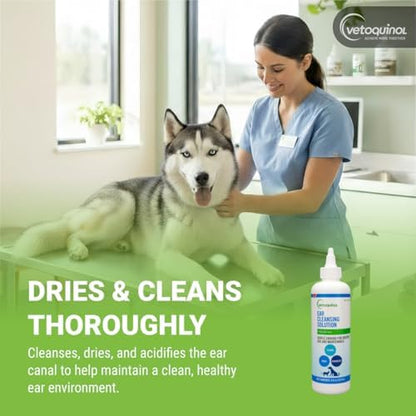 Vetoquinol Ear Cleansing Solution - Gentle Cleaner to Remove Dirt & Debris - Easy-to-Use Drops for Cats & Dogs - Support Clean and Fresh-Smelling Ears - Ideal for Routine Pet Hygiene - 8 Ounces - Image 3