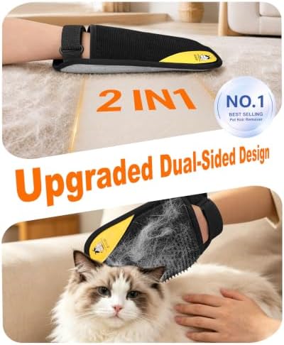 Pet Hair Removal Glove for Cats & Dogs, 3-in-1 Double-Sided Five-Finger Electrostatic Pet Hair Glove, Deshedding Brush & Massage Mitt, Magic Brush Pet Hair Remover Tool for Laundry, Couch, Carpet - Image 2