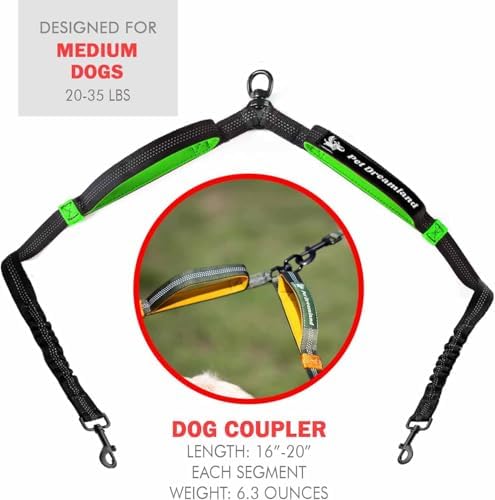 Pet Dreamland Exquisite Double Dog Coupler No Tangle Swivel for Two Medium Dogs. Premium Quality Attachment for Easy Dog Walking. You Will Absolutely Love This Amazing Gear (Black & Green) - Image 4