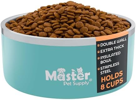 Master Pet Supply Stainless Steel Dog Bowls 64 oz Heavy Duty Aqua Sky by MasterPetSupply