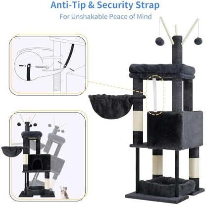 Heybly Cat Tree, 45.3" Cat Tower for Indoor Cats with Large Perch HCT202SG - Image 7