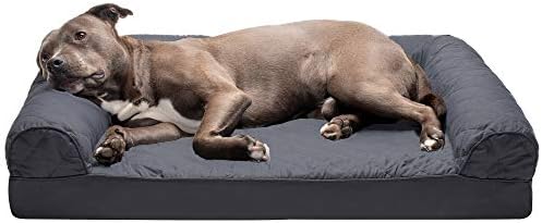 FurHaven Classic Sofa Orthopedic Dog Bed for Large Dogs, with Orthopedic Egg Crate with a Solid Orthopedic Foam Base for Joint Support, Removable Washable Cover, Large, Quilted Sofa, Iron Gray by FurHaven