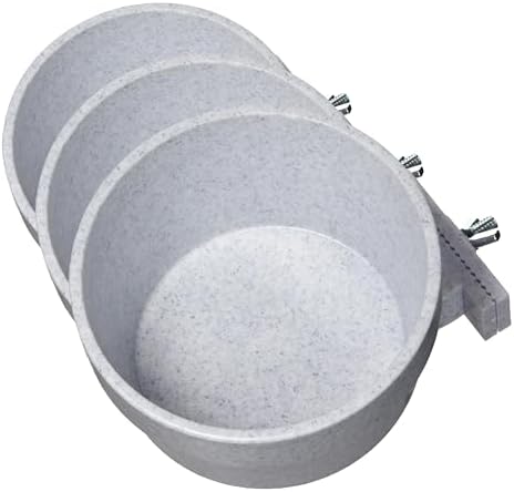 Lixit Quick Lock Removable Cage Bowls for Rabbits, Guinea Pigs, Gerbils, Ferrets, Dogs, Cats, Birds, and Other Small Animals - Made in USA (Gray,20 Ounce), (Pack of 3) by Lixit