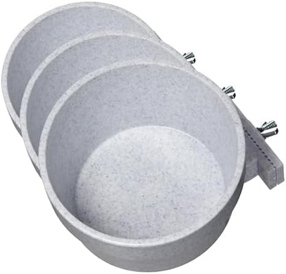 Lixit Quick Lock Removable Cage Bowls for Rabbits, Guinea Pigs, Gerbils, Ferrets, Dogs, Cats, Birds, and Other Small Animals - Made in USA (Gray,20 Ounce), (Pack of 3) by Lixit