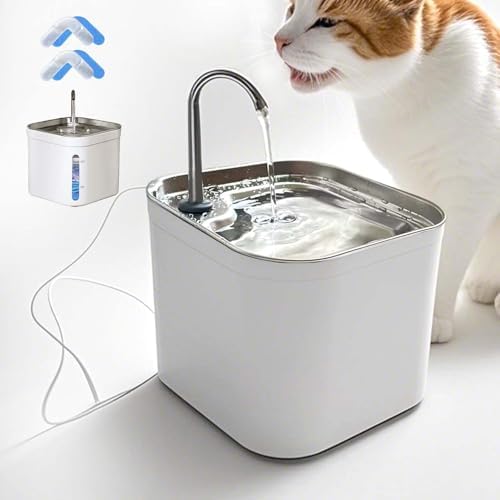 Cat Fountains for Drinking, Stainless Steel Bowl Cat Water Fountain,Water Dispenser for Cats, 74OZ/2.2L Water Fountains for Cats Indoor - Image 2