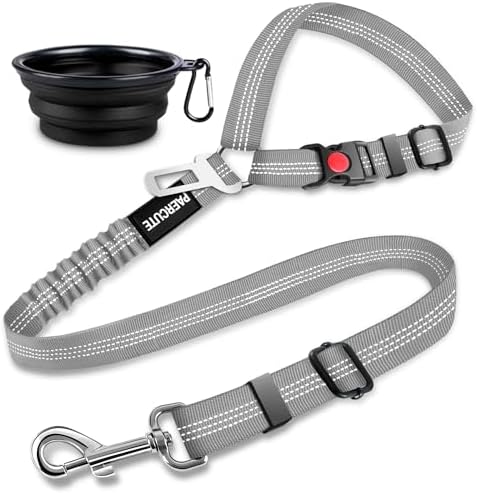 2 Piece Set Retractable Dog Car Seatbelts - Adjustable Pet Seat Belt for Vehicle Headrest Restraint - Heavy Duty & Elastic & Durable Car Harness by Paercute