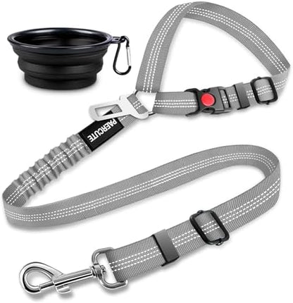 2 Piece Set Retractable Dog Car Seatbelts - Adjustable Pet Seat Belt for Vehicle Headrest Restraint - Heavy Duty & Elastic & Durable Car Harness by Paercute