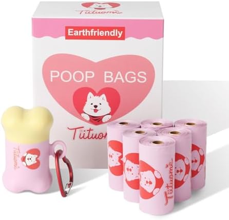 Dog Poop Bags with Holder and 105 count,Extra Thick Odor-Blocking Pet Waste Bags,Scented and Eco-Friendly by Tiituome