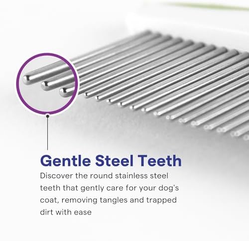 Dog & Cat Comb – Removes Tangles, Knots, and Matted Fur – Grooming Tool with Stainless Steel Teeth and Non-Slip Handle – Best Pet Hair Comb for Home Grooming Kit – Includes eBook Guide - Image 3