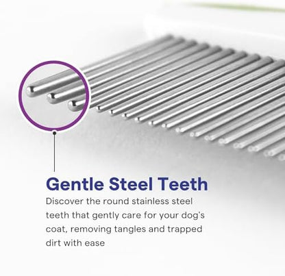 Dog & Cat Comb – Removes Tangles, Knots, and Matted Fur – Grooming Tool with Stainless Steel Teeth and Non-Slip Handle – Best Pet Hair Comb for Home Grooming Kit – Includes eBook Guide - Image 3