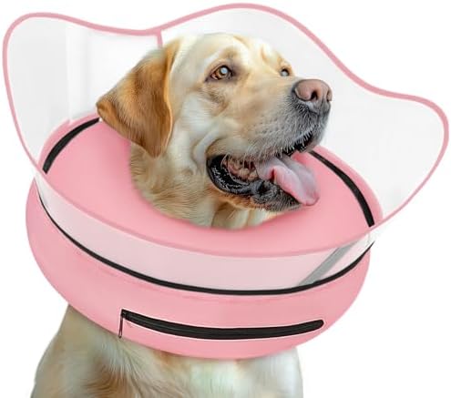 Elevated Inflatable Dog Cone Collar Alternative After Surgery, Dog Donut Collar, Soft Pet Cone to Stop Licking for Small Medium Large Dogs by Toptakeit