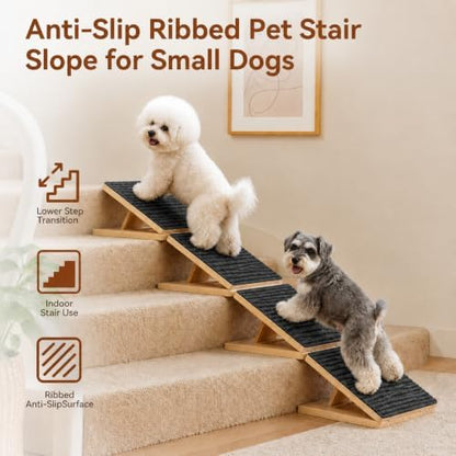 Dog Ramp for Stairs, Adjustable Non-Slip Wooden Ramp for Small Dogs, 4-Pack - Image 6