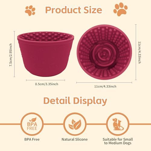 Dog Lick Bowl,Anxiety Relief Non-Slip Silicone Treat Bowl,Durable Anti-Choking Long-Lasting Enrichment Slow Feeder Licking Mat for Small Medium Large Breed,Freezable BPA Free Silicone Dishwasher Safe - Image 2