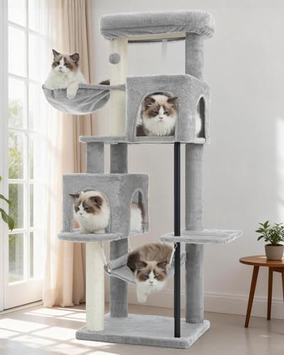 Gitelsnour Cat Tree Tower with Sturdy Steel Tube for Indoor Cats GCT014W - Image 7