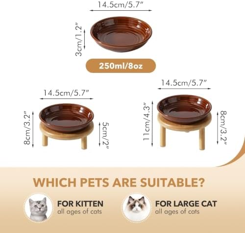 Havniva Elevated Cat Bowls, Ceramic Cat Bowl with Bamboo Stand Wide Opening - Image 2