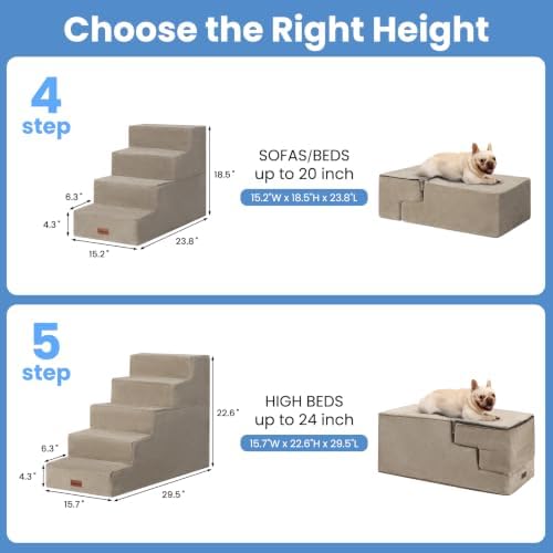 Aodisman Dog Stairs for High Beds 22.6" H, 5-Step Pet Steps for Small Dogs - Image 3