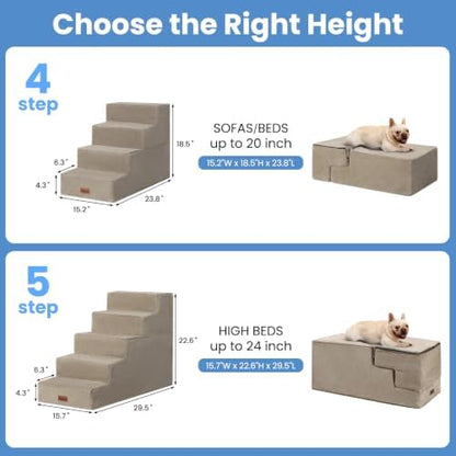 Aodisman Dog Stairs for High Beds 22.6" H, 5-Step Pet Steps for Small Dogs - Image 3