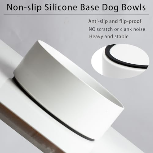 Large Dog Bowls, Non Slip Heavy Ceramic Dog Food and Water Bowl with Silicone Base, 8" Pet Feeding Bowl for Small, Medium, and Big Dogs (White, 8 Inches) - Image 3