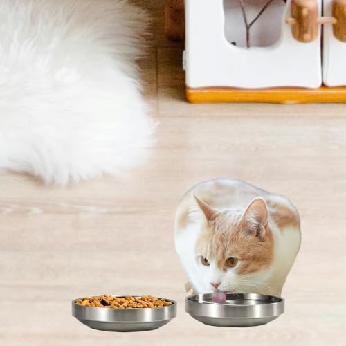 Whisker Fatigue Cat Bowl, Shallow Food Dish Stainless Steel for Cats, 2 Pcs - Image 5