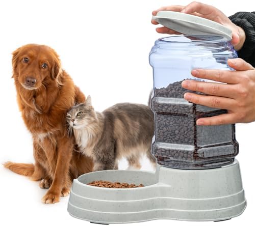 Gravity Automatic Pet Feeder for Large Breeds,6L Dog Food Feeder Dispenser with Detachable Top Lid,Large Capacity Dry Food Storage Bowl for Pet by LeptzoaPetProducts